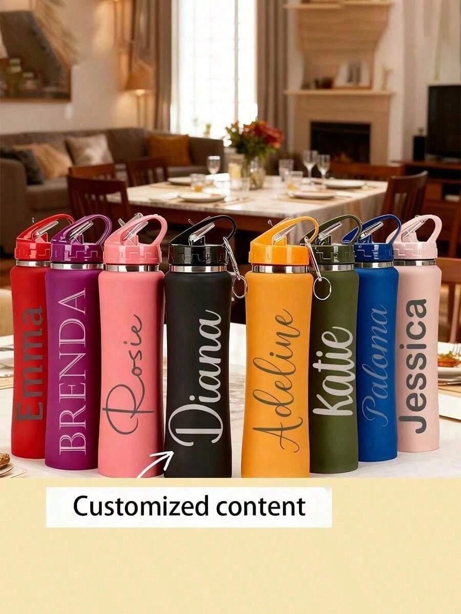 Personalized Engraved Water Bottle | Custom Name Stainless Steel Insulated Bottle, 500ml