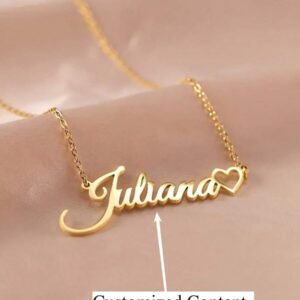 Personalized Name Necklace with Heart Pendant | Custom Cursive Name Jewelry, Gold or Silver